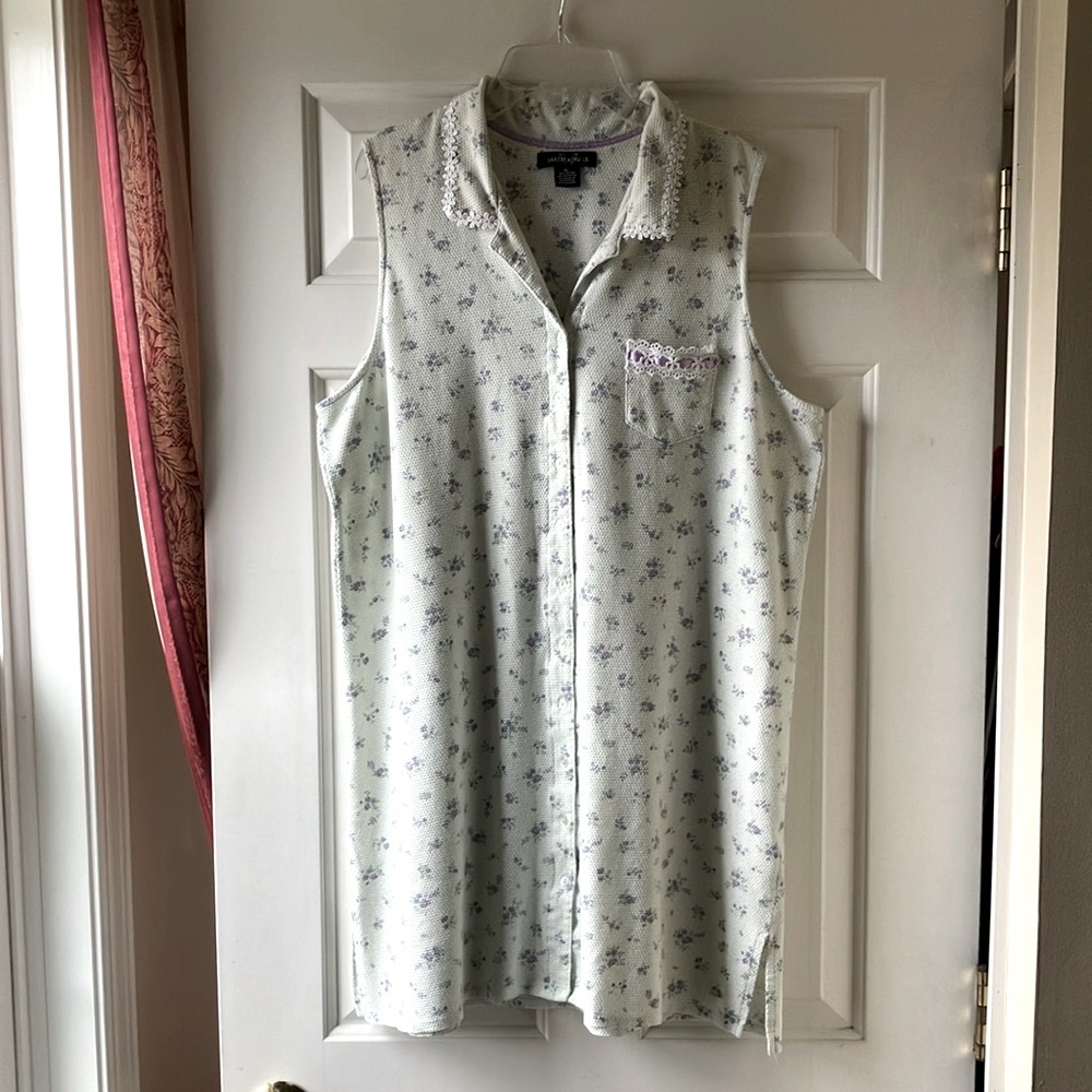 Earth Angels Cotton Nightgown Floral Light Green Size XL